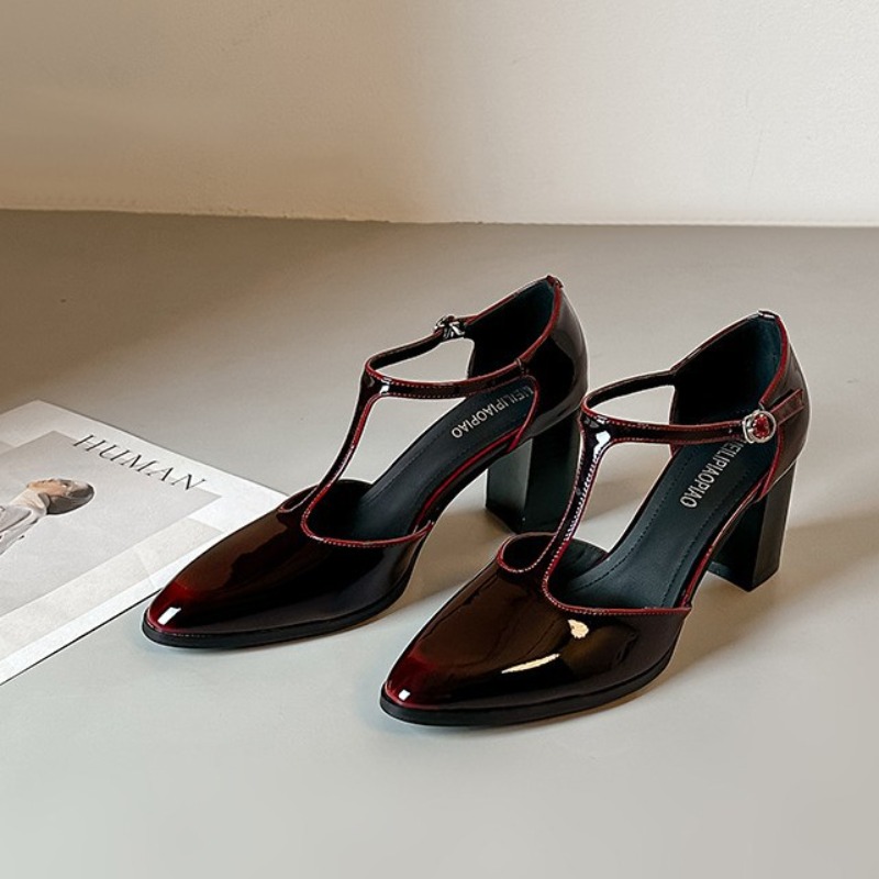 Mary Jane Shoes Black High Hee - Leather Classic Strap 评论和价格