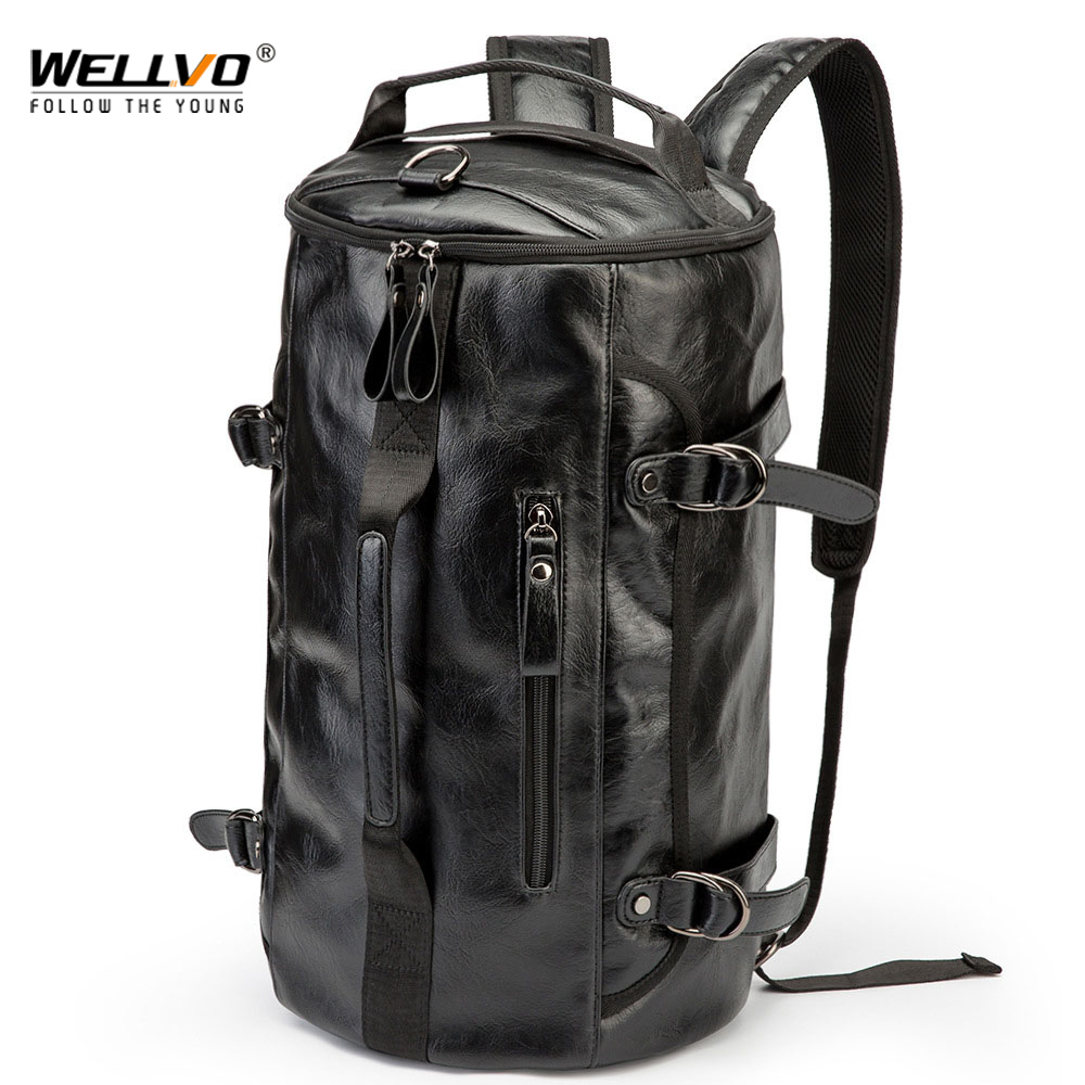 Men Leather Bucket Backpack Mu - Leather Classic Strap 评论和价格